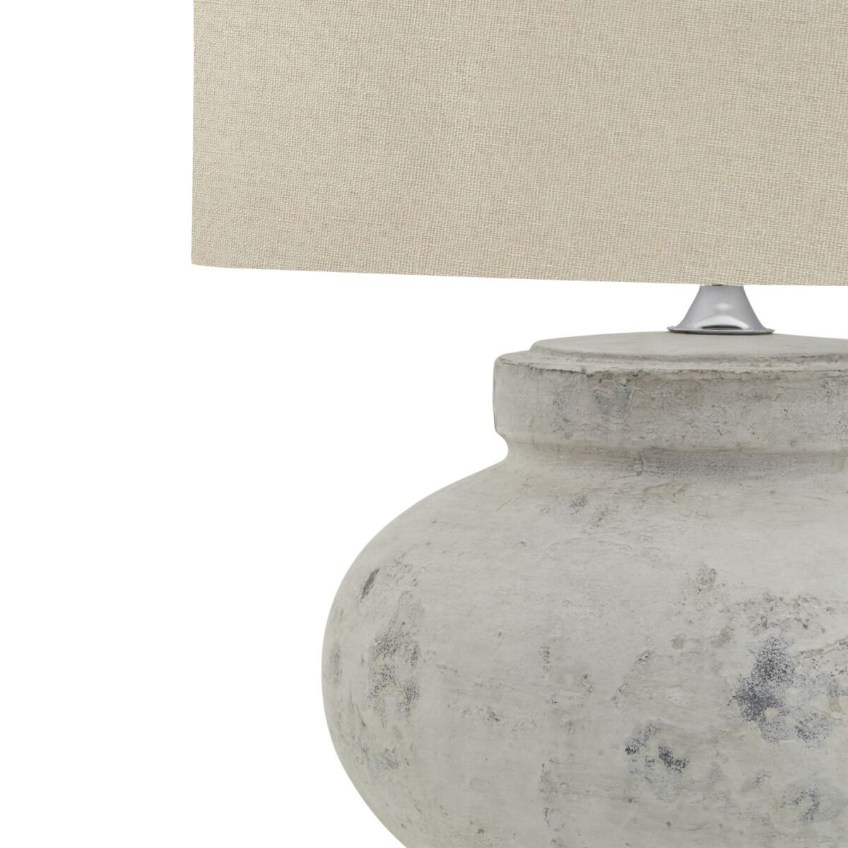 Bianca Antique White Squat Table Lamp With Linen Shade