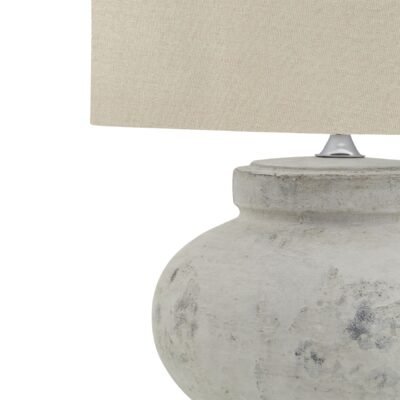 Bianca Antique White Squat Table Lamp With Linen Shade