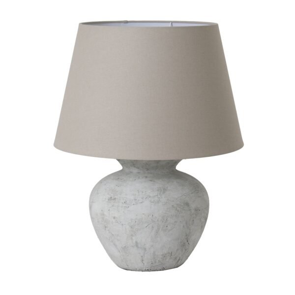 Bianca Antique White Round Table Lamp With Linen Shade