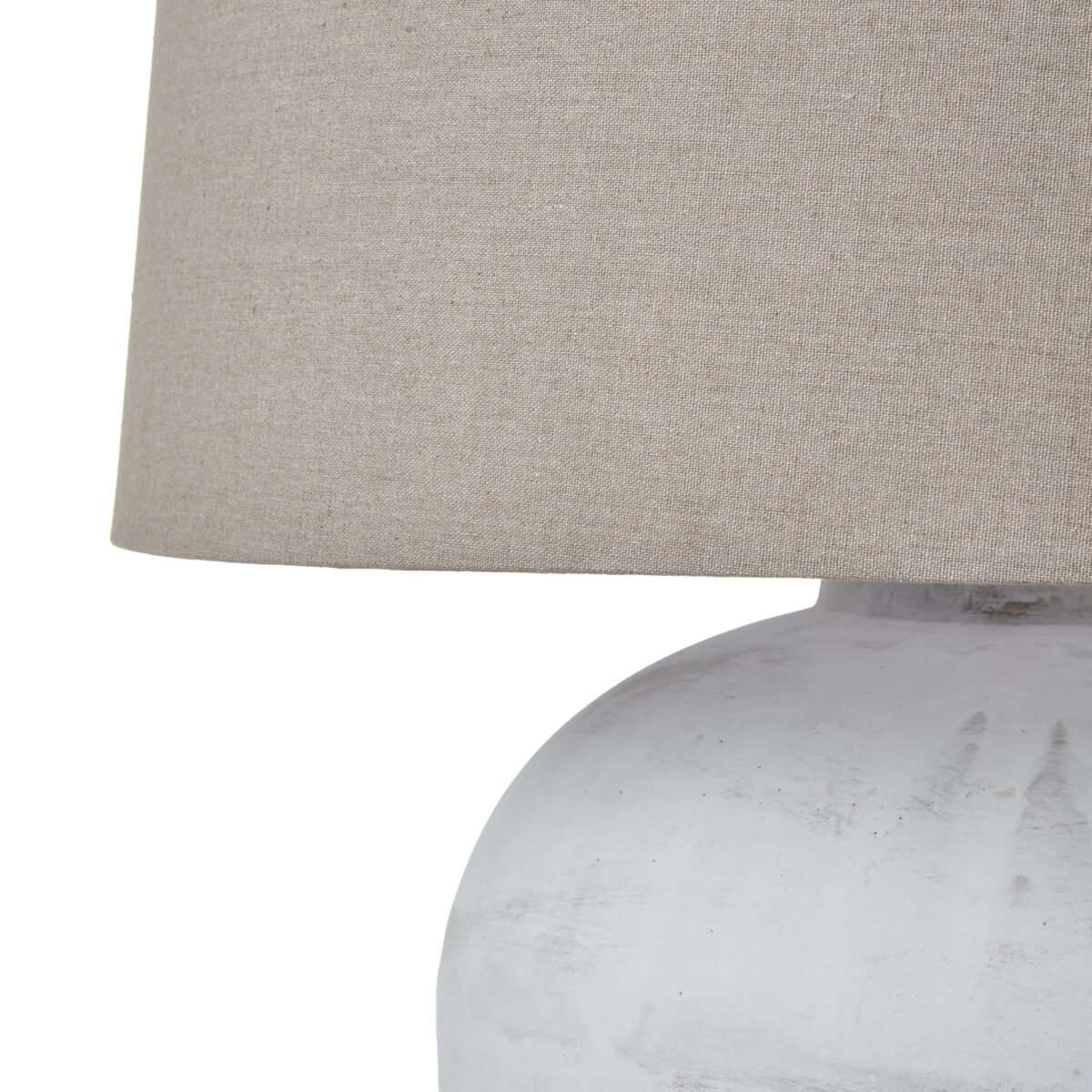 Helios Aged Stone Tall Table Lamp With Linen Shade