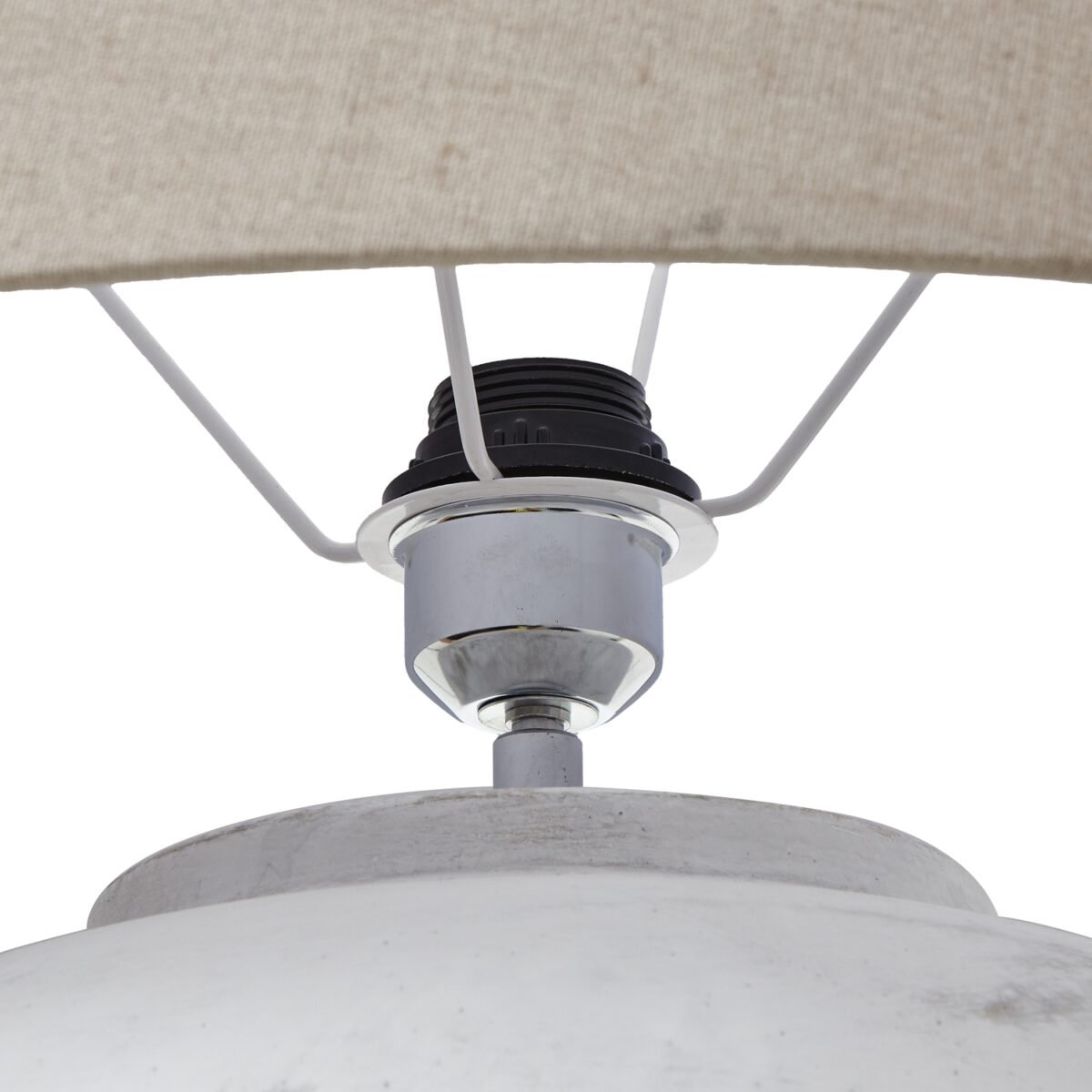Helios Aged Stone Tall Table Lamp With Linen Shade