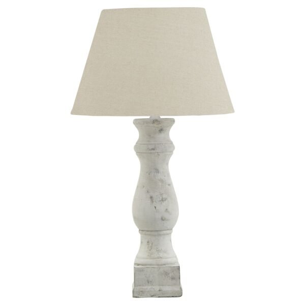 Bianca Antique White Candlestick Table Lamp With Linen Shade