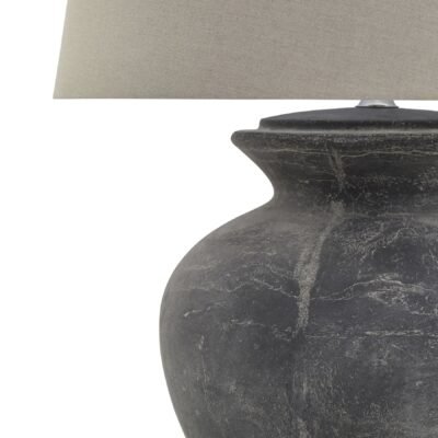 Vesuvio Grey Round Table Lamp With Linen Shade