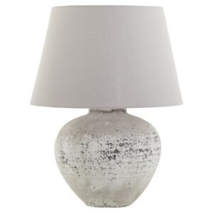 Vesuvio Grey Round Table Lamp With Linen Shade