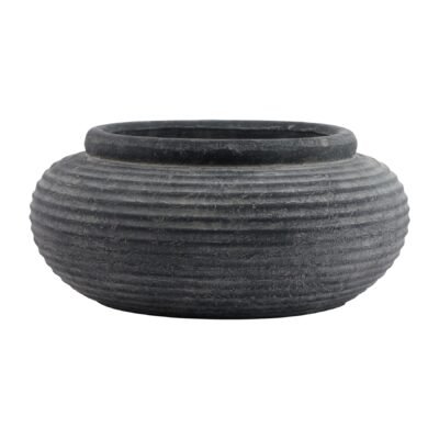 Vesuvio Grey Round Ribbed Planter