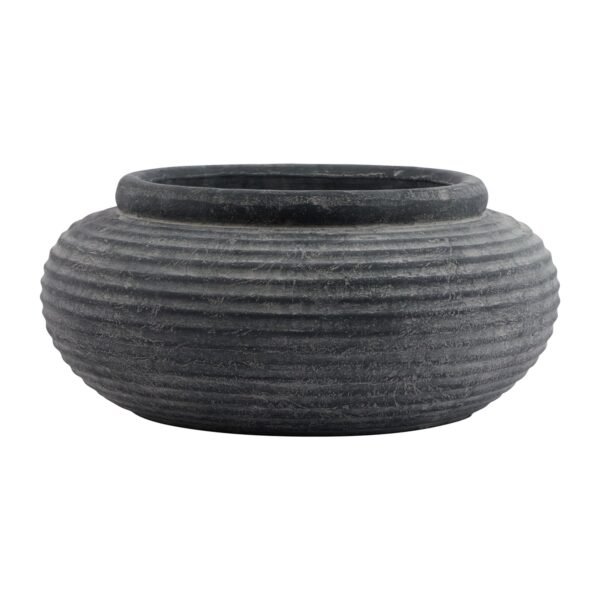 Vesuvio Grey Round Ribbed Planter