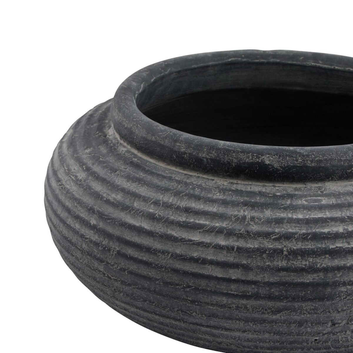 Vesuvio Grey Round Ribbed Planter