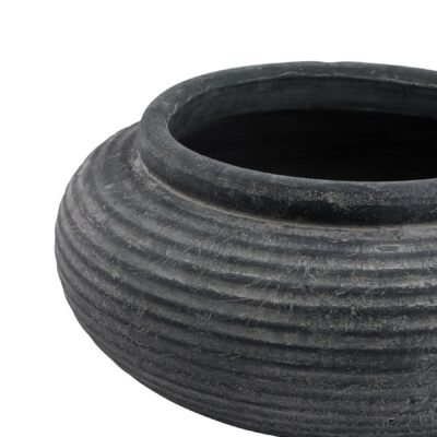 Vesuvio Grey Round Ribbed Planter