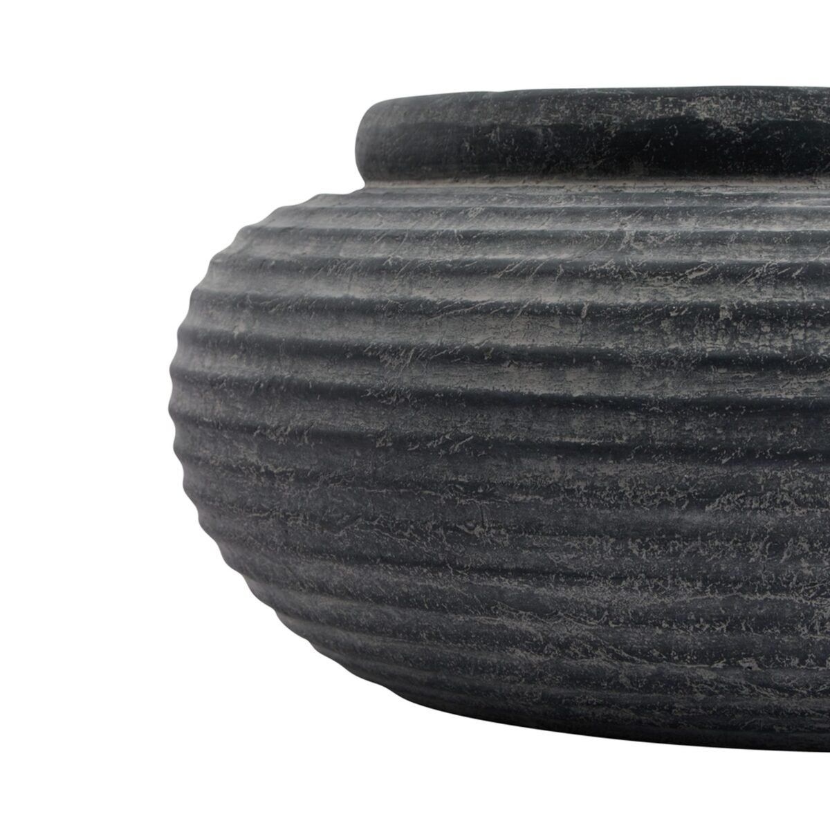 Vesuvio Grey Round Ribbed Planter