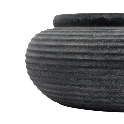 Vesuvio Grey Round Ribbed Planter