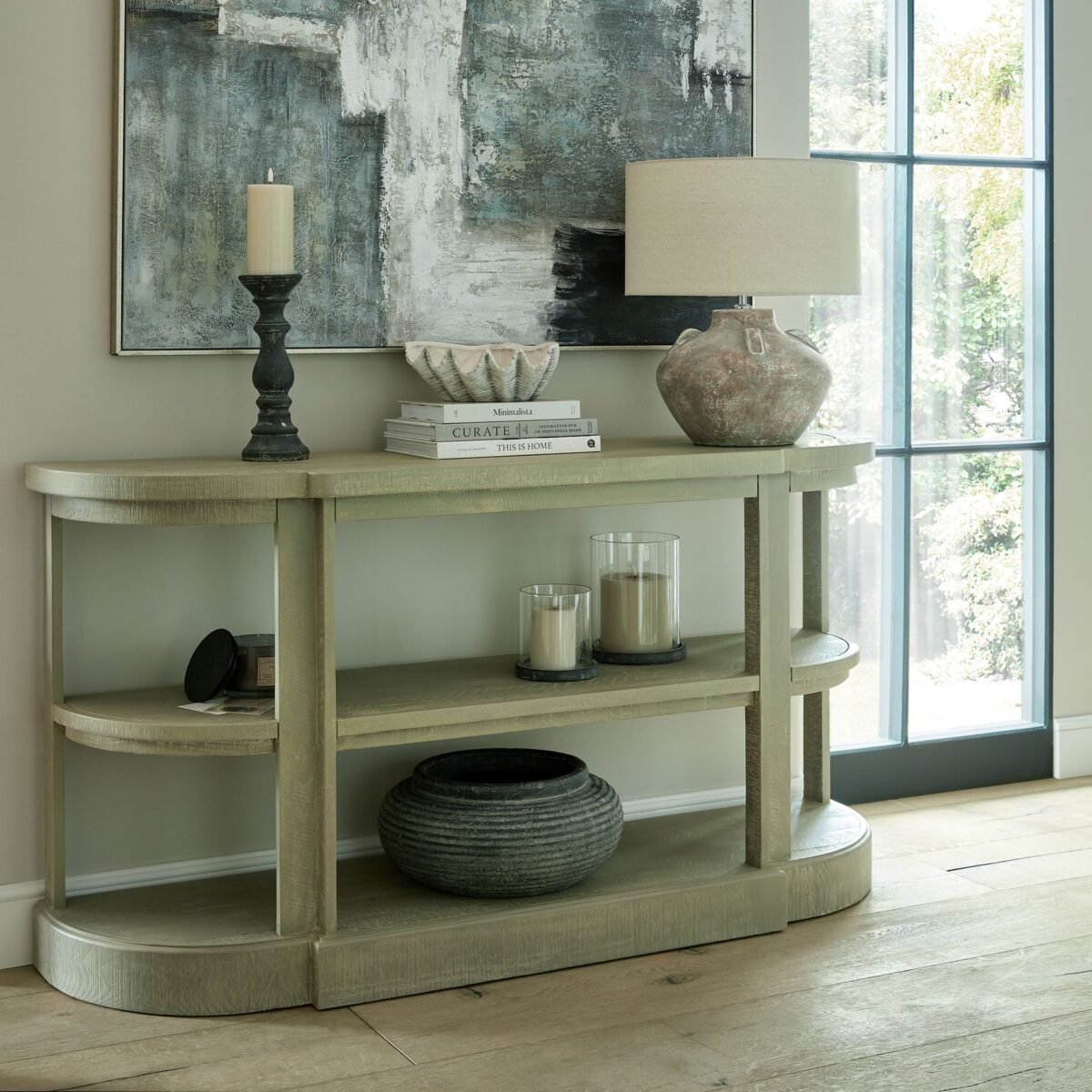 Vesuvio Grey Round Ribbed Planter