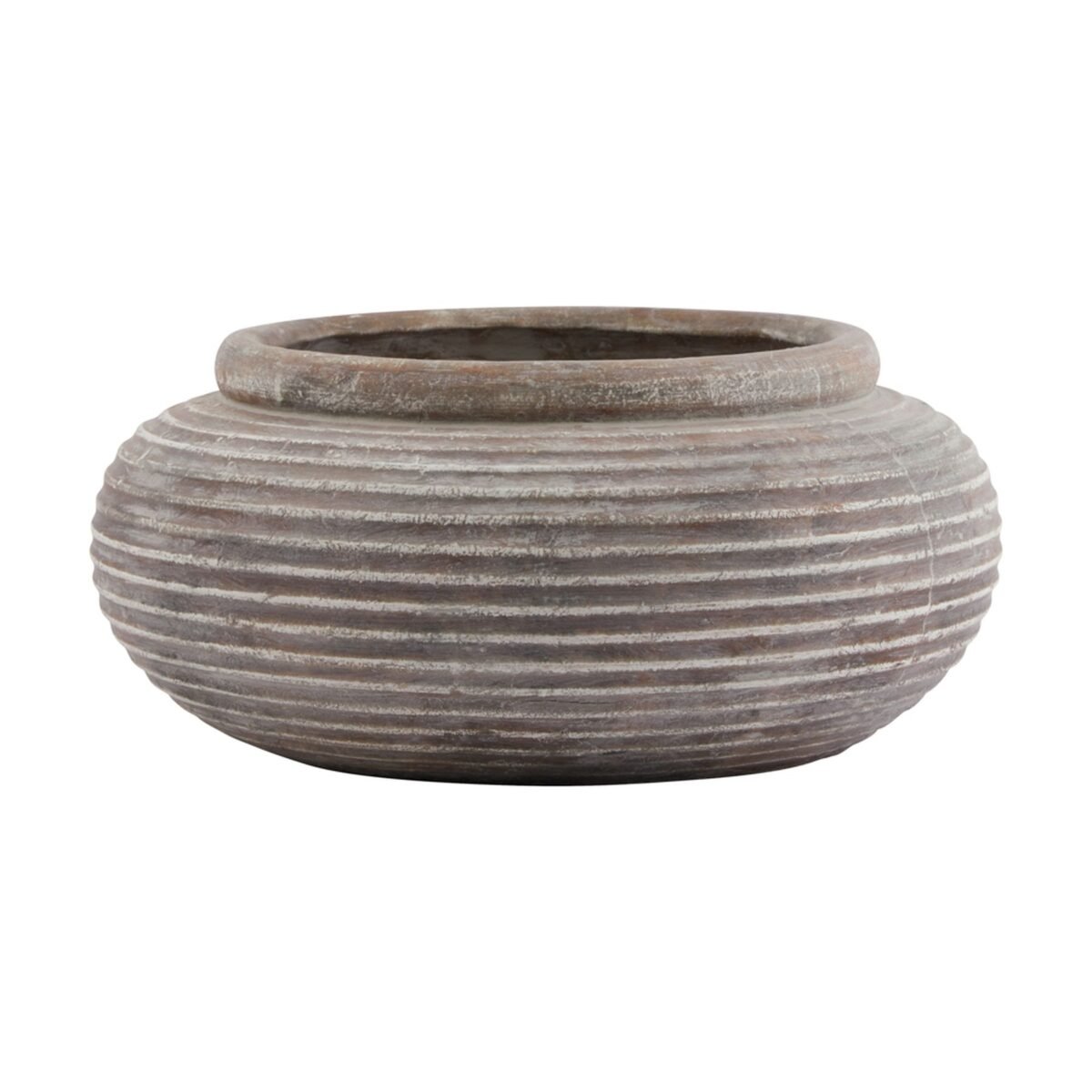 Toscano Brown Round Ribbed Planter