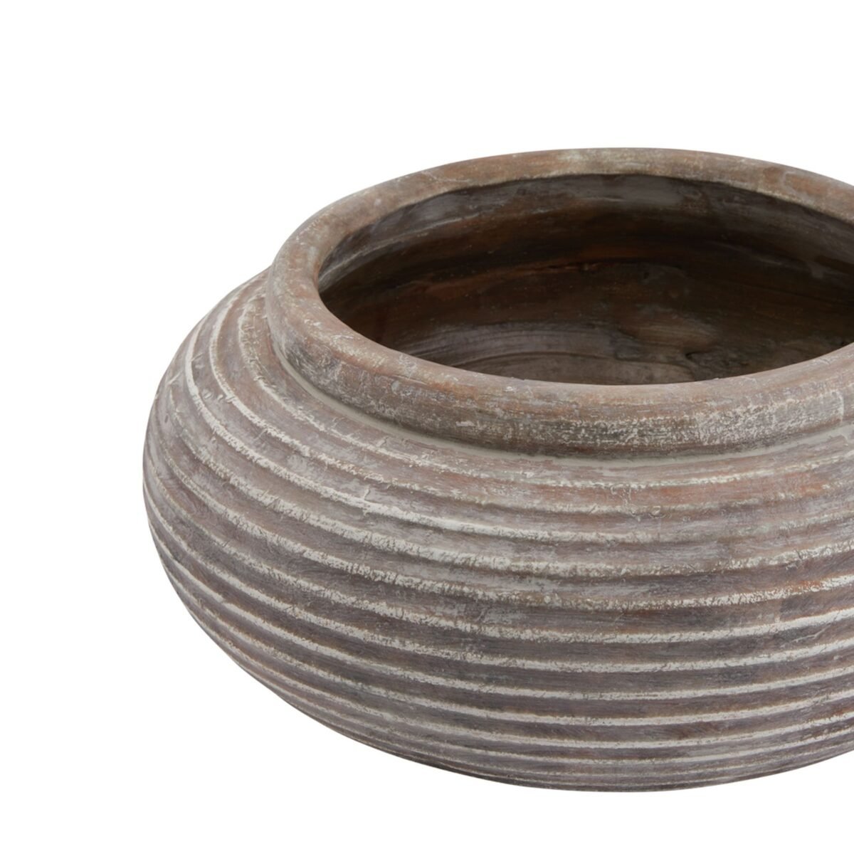 Toscano Brown Round Ribbed Planter