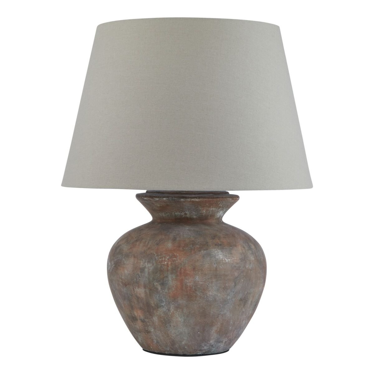Toscano Brown  Round Table Lamp With Linen Shade