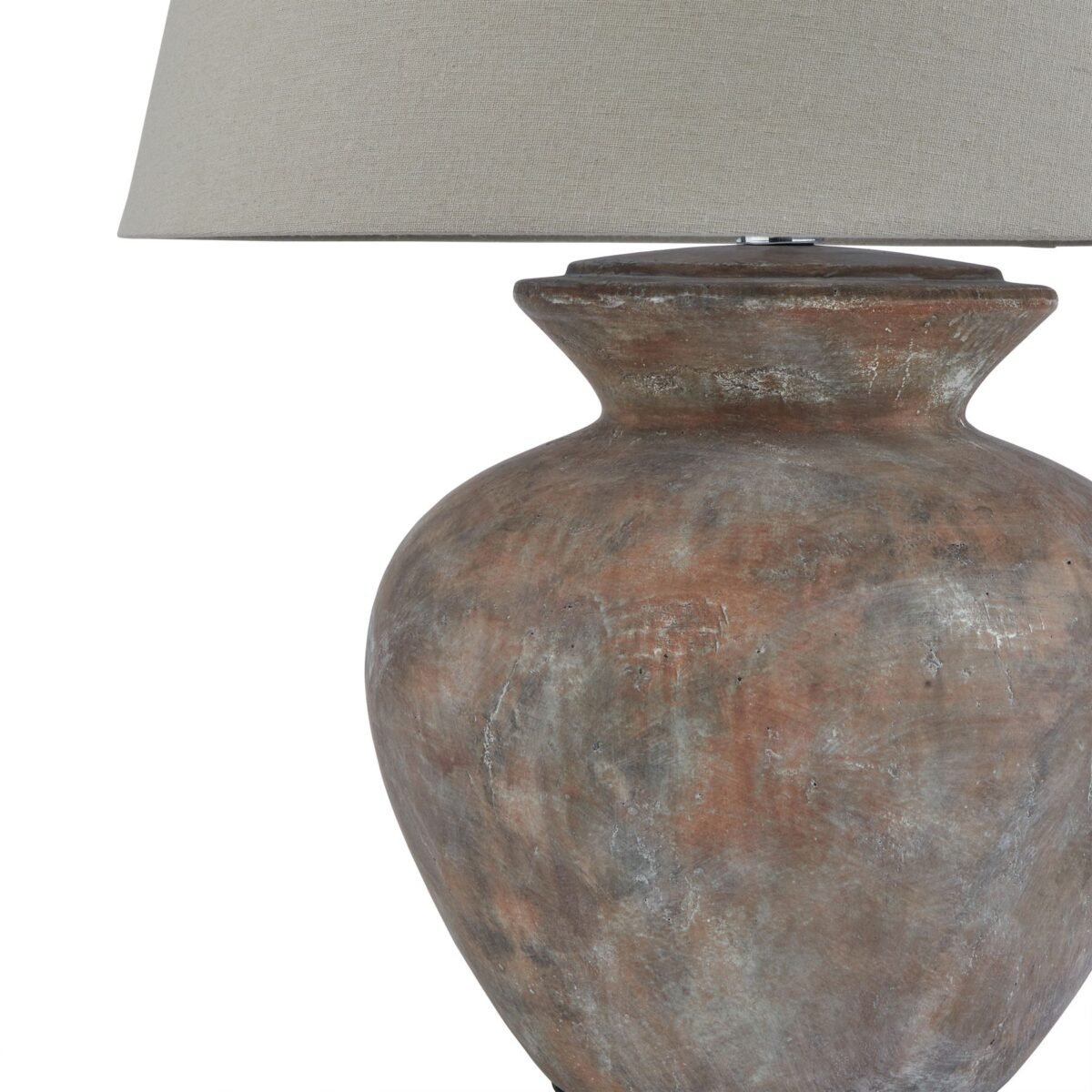 Toscano Brown  Round Table Lamp With Linen Shade