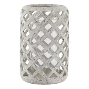 Cone Wicker Lantern With Glass Holder