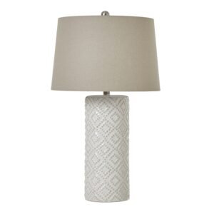 Bianca Antique White Candlestick Table Lamp With Linen Shade