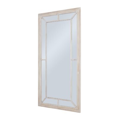 Large Washed Wood Framed Window Mirror
