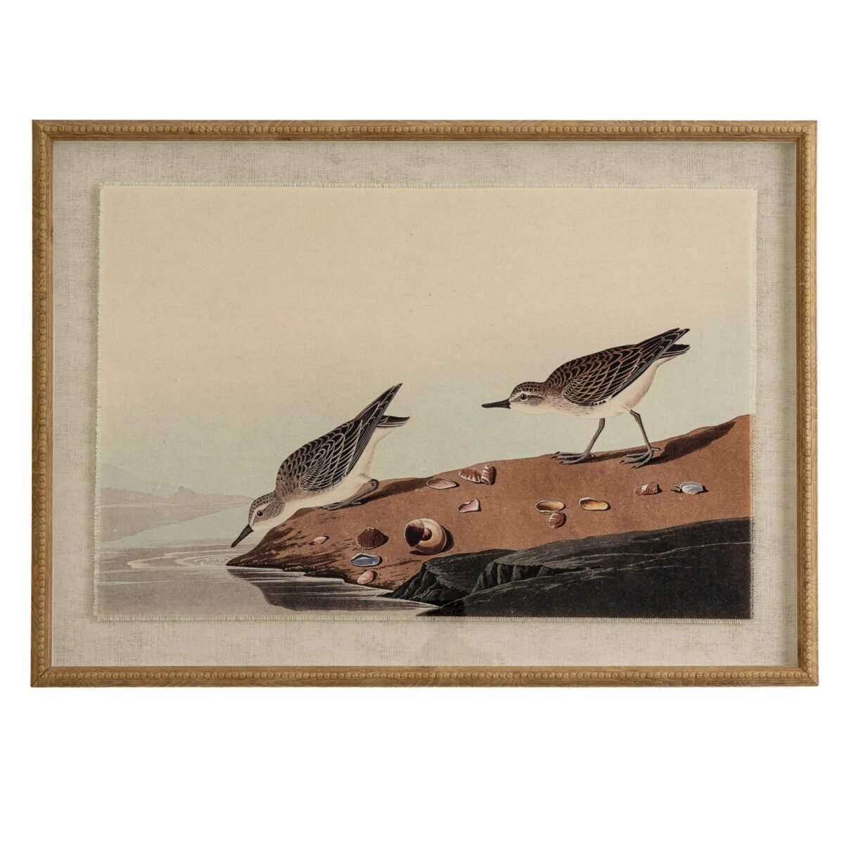 Flora & Fauna Collection Stints On Linen In Beaded Frame