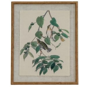 Flora & Fauna Collection Heron On Linen In Beaded Frame