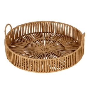 Large Conical Wicker Lantern With Glass Holder & LED Lights