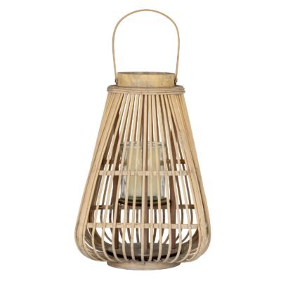 Large Peardrop Wicker Lantern With Glass Holder