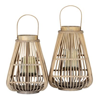 Large Peardrop Wicker Lantern With Glass Holder